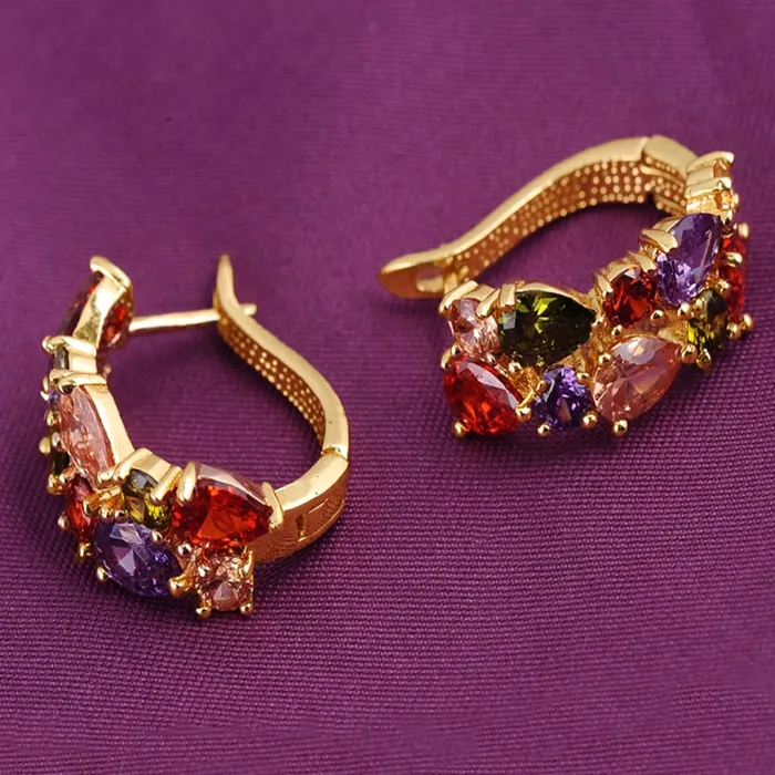 Kairangi Clip on Earrings for Women Multicolors Flowerets Vine Swiss CZ 18K Gold Plated Crystal Clip On Earrings for Women and Girls Kairangi Necklaces