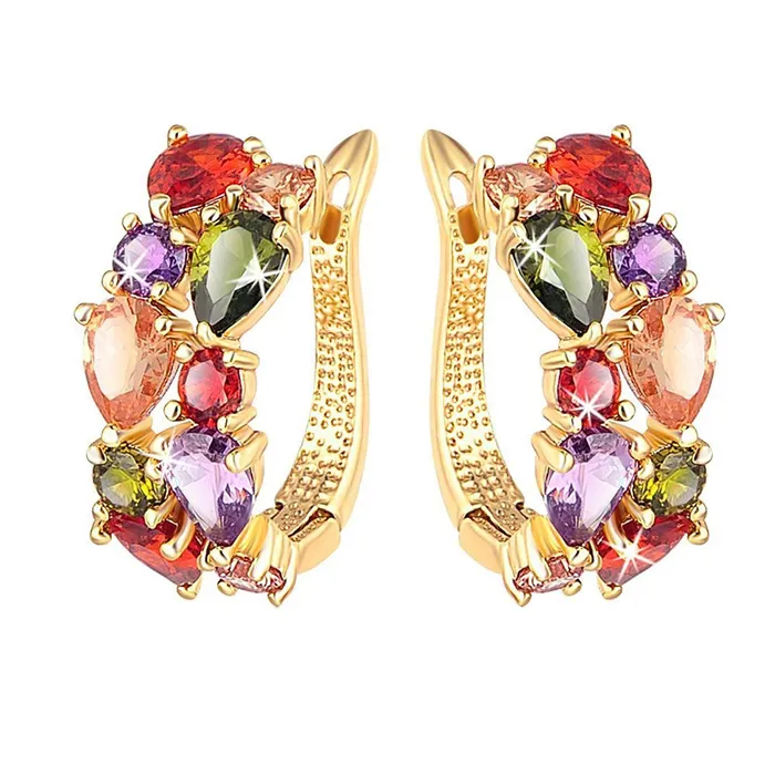 Kairangi Clip on Earrings for Women Multicolors Flowerets Vine Swiss CZ 18K Gold Plated Crystal Clip On Earrings for Women and Girls Kairangi Necklaces