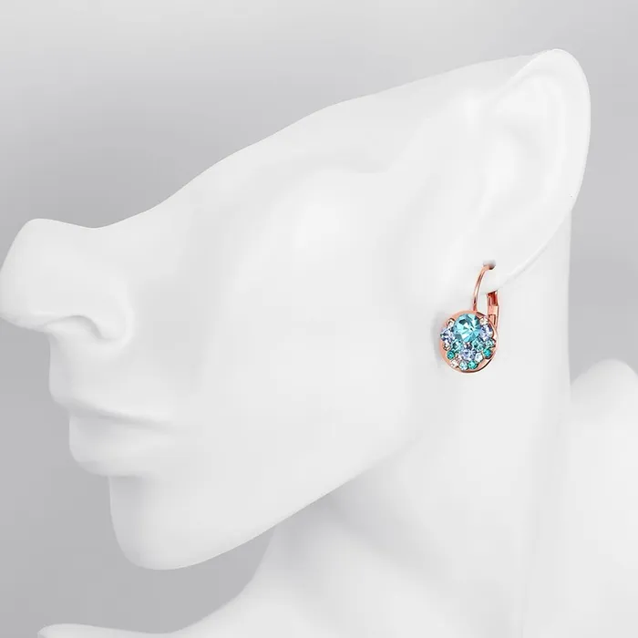 Kairangi Earrings for Women and Girls Blue Crystal Stone Radiant Clip on Drop Earring Elegant Rose Gold Plated Round shaped Drops Birthday Gift for Girls and Women Anniversary Gift for Wife Kairangi Earrings