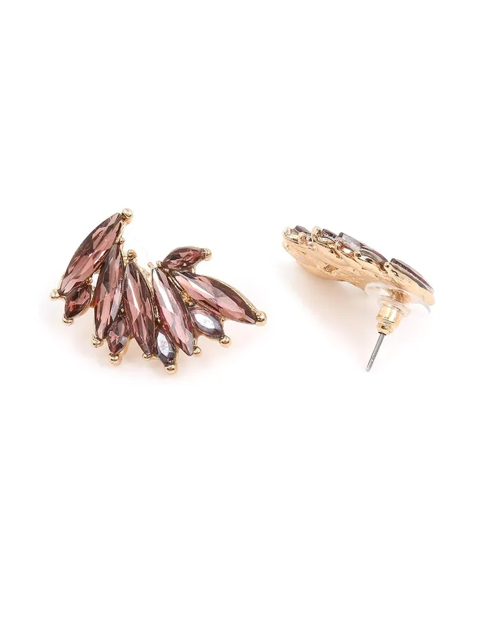 Kairangi Earrings Kairangi Stud Earrings for Women Brown Crystal Stud Earrings Elegant Gold Plated Crystal Clip On Stud Earrings for Women and Girls