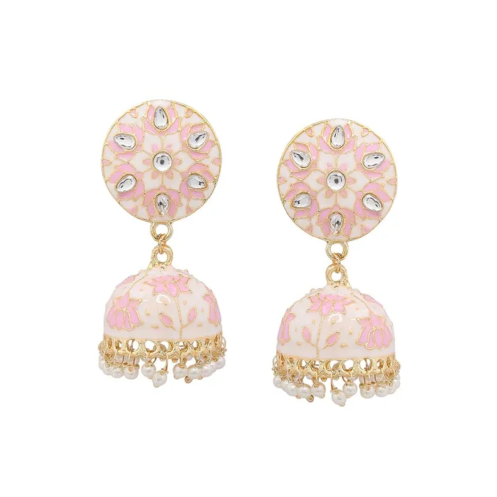 Kairangi Jhumka Earrings for Women Traditional Gold Plated Pink Flower Meenakari Kundan JhumkiJhumka Earrings for Women and Girls Kairangi Bracelets Kairangi Jhumka Earrings for Women Traditional Gold Plated Pink Flower Meenakari Kundan JhumkiJhumka Earrings for Women and Girls Kairangi Bracelets