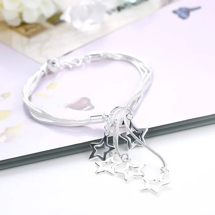 Kairangi Kairangi Bracelet for Women and Girls Silver Toned Star Shaped Charm Bracelet for Girls Birthday Gift for Girls and Women Anniversary Gift for Wife Earrings Kairangi Kairangi Bracelet for Women and Girls Silver Toned Star Shaped Charm Bracelet for Girls Birthday Gift for Girls and Women Anniversary Gift for Wife Earrings