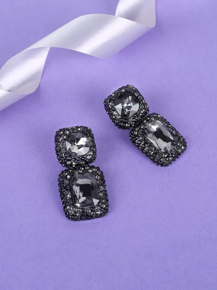 Kairangi Necklaces Kairangi Crystal Drop Earrings for Women Black Crystal Earrings Square Shaped Drop Earrings for Women and Girls Kairangi Necklaces Kairangi Crystal Drop Earrings for Women Black Crystal Earrings Square Shaped Drop Earrings for Women and Girls