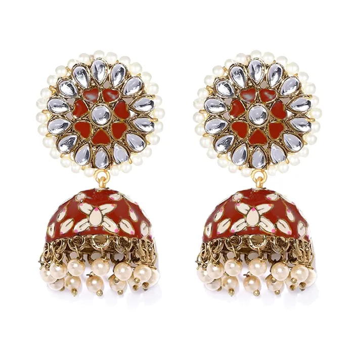 Kairangi Necklaces Kairangi Jhumka Earrings for Women Meenakari Jhumka Earrings Handcrafted Gold Toned Traditional Red JhumkaJhumki Earrings for Women and Girls Kairangi Necklaces Kairangi Jhumka Earrings for Women Meenakari Jhumka Earrings Handcrafted Gold Toned Traditional Red JhumkaJhumki Earrings for Women and Girls