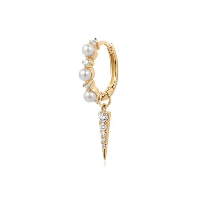 KAMRYN Pearl Huggie with Lab Grown Diamond Charm AURELIE GI Earrings
