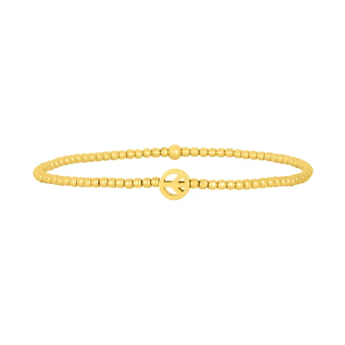 Karen Lazar Bracelets 2mm Signature Bracelet With 14K Peace Sign Bead