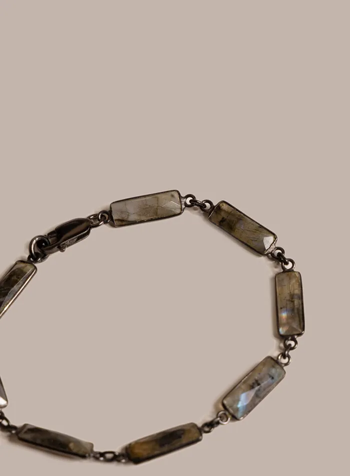 Labradorite Gemstone and Sterling Silver Mens Bracelet WE ARE ALL SMITH Mens Jewelry Clothing Bracelets