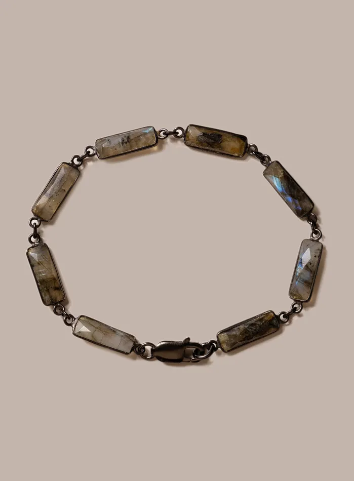 Labradorite Gemstone and Sterling Silver Mens Bracelet WE ARE ALL SMITH Mens Jewelry Clothing Bracelets
