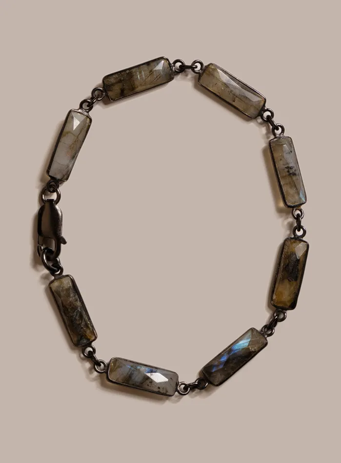 Labradorite Gemstone and Sterling Silver Mens Bracelet WE ARE ALL SMITH Mens Jewelry Clothing Bracelets