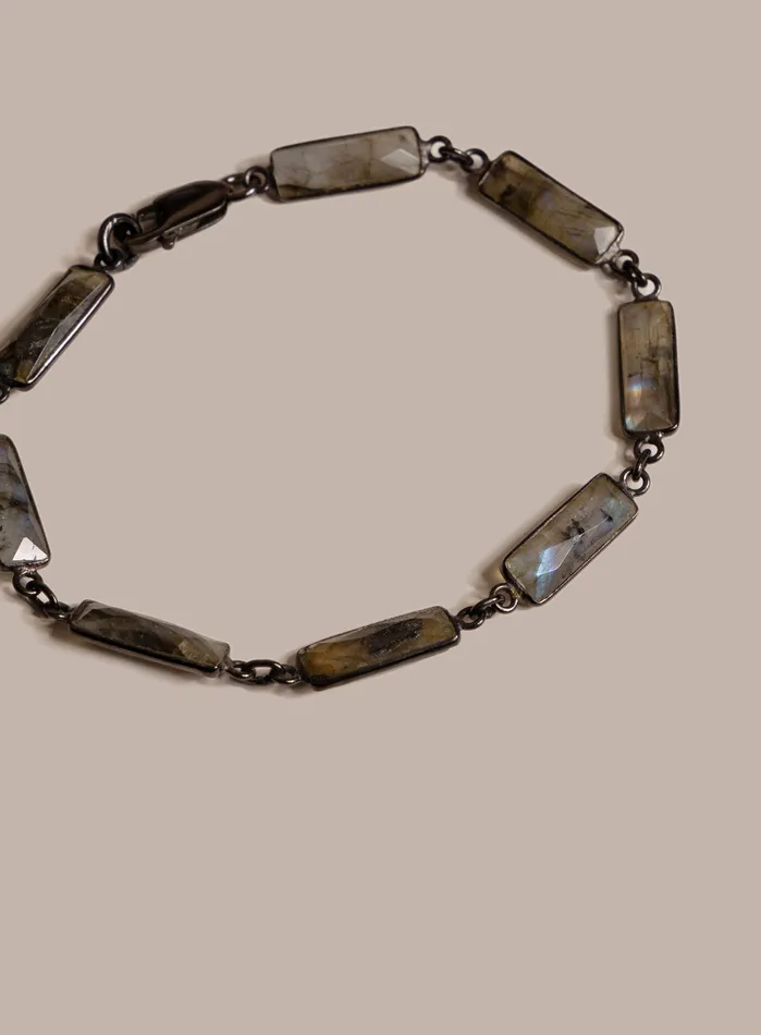 Labradorite Gemstone and Sterling Silver Mens Bracelet WE ARE ALL SMITH Mens Jewelry Clothing Bracelets
