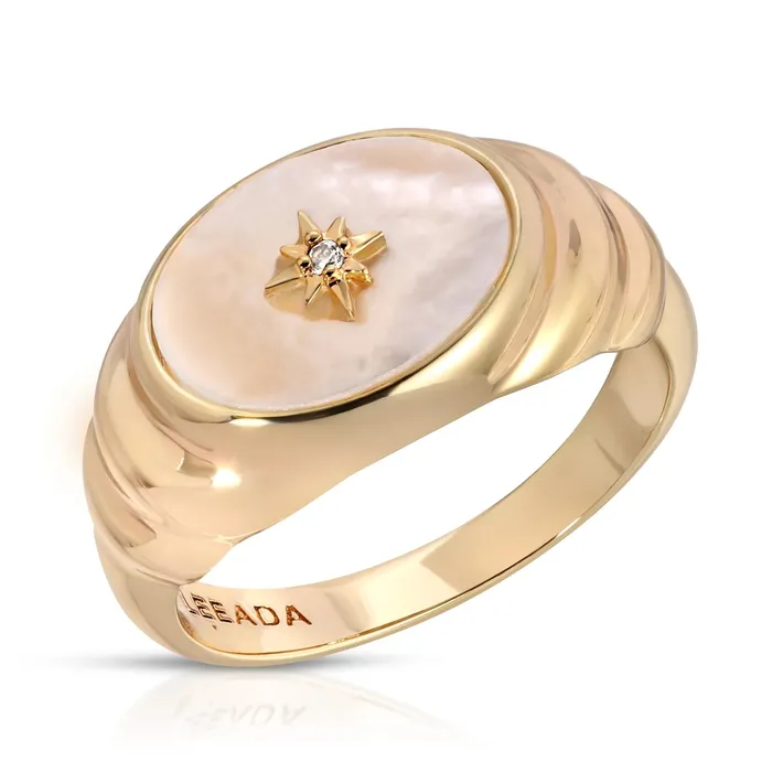 Leeada Jewelry Rings Aurora Ring CZ Starburst Genuine Pearl