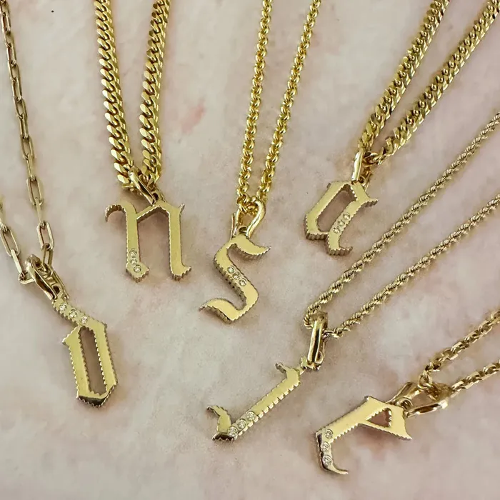 Lingua Necklaces Gothic Initial