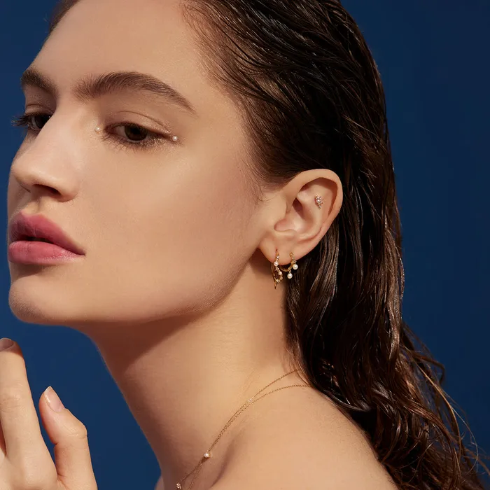 LORELEI Huggie Hoops with Pearl Drops AURELIE GI Earrings