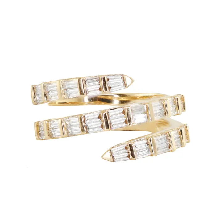 Luna Skye 14kt Gold Baguette Diamond Coil Ring Rings