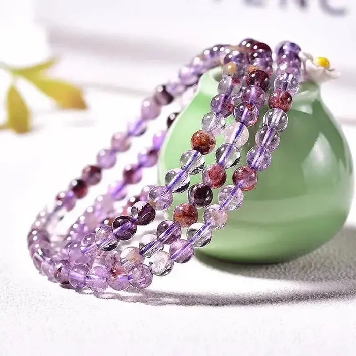 Majestically Rare Super 7 Beaded Bracelet Good Luck Crystal Bracelet Metamorphidi Bracelets
