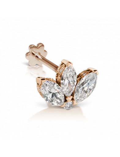 Maria Tash 3mm Diamond Engraved Lotus Threaded Stud Earrings