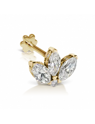 Maria Tash 3mm Diamond Engraved Lotus Threaded Stud Earrings