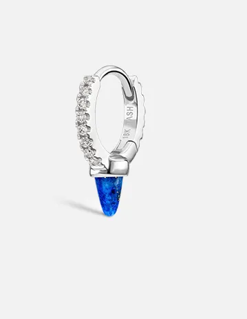 Maria Tash Earrings 65mm Single Short Lapis Spike Diamond Eternity Hoop Earring