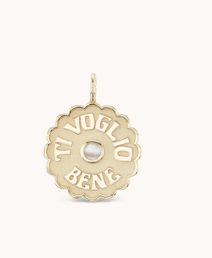 Marlo Laz Necklaces MINI RAISED GOLD TI VOGLIO BENE PEARL NECKLACE