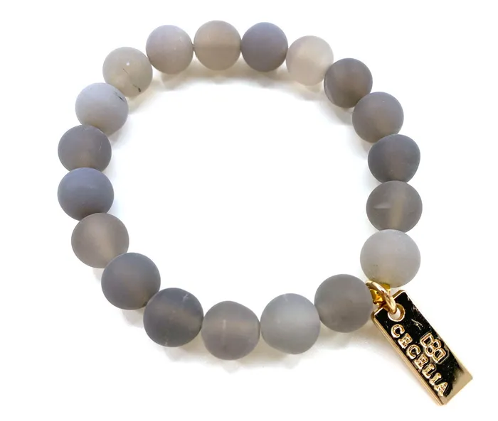 Mattgrauer Achat Edelstein Armband 10mm Cecelia Designs Jewelry Cecelia Designs Jewelry Earrings