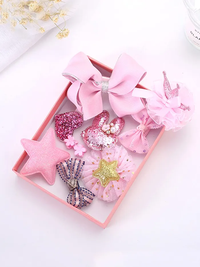 Melbees by Yellow Chimes Baby Hair Accessories Set for Girls Mix Style Pink Hair Bow Band Tic Tac Hair Clips Set Hair Band Toddler Set Gift Box for kids Hair Accessories Set Melbees by Yellow Chimes Necklaces