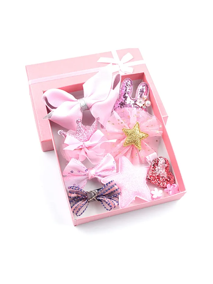 Melbees by Yellow Chimes Baby Hair Accessories Set for Girls Mix Style Pink Hair Bow Band Tic Tac Hair Clips Set Hair Band Toddler Set Gift Box for kids Hair Accessories Set Melbees by Yellow Chimes Necklaces