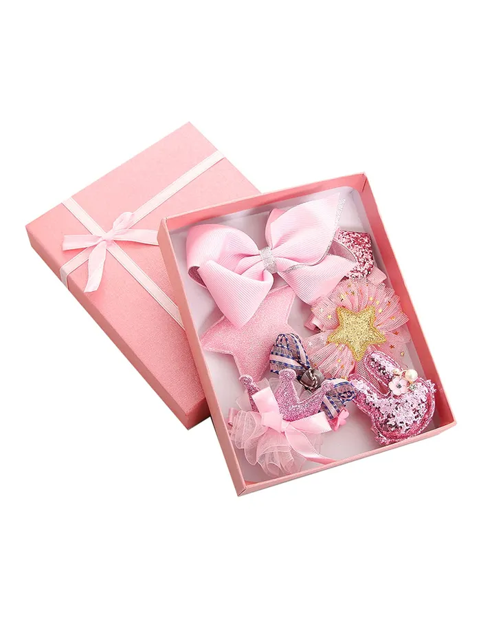 Melbees by Yellow Chimes Baby Hair Accessories Set for Girls Mix Style Pink Hair Bow Band Tic Tac Hair Clips Set Hair Band Toddler Set Gift Box for kids Hair Accessories Set Melbees by Yellow Chimes Necklaces