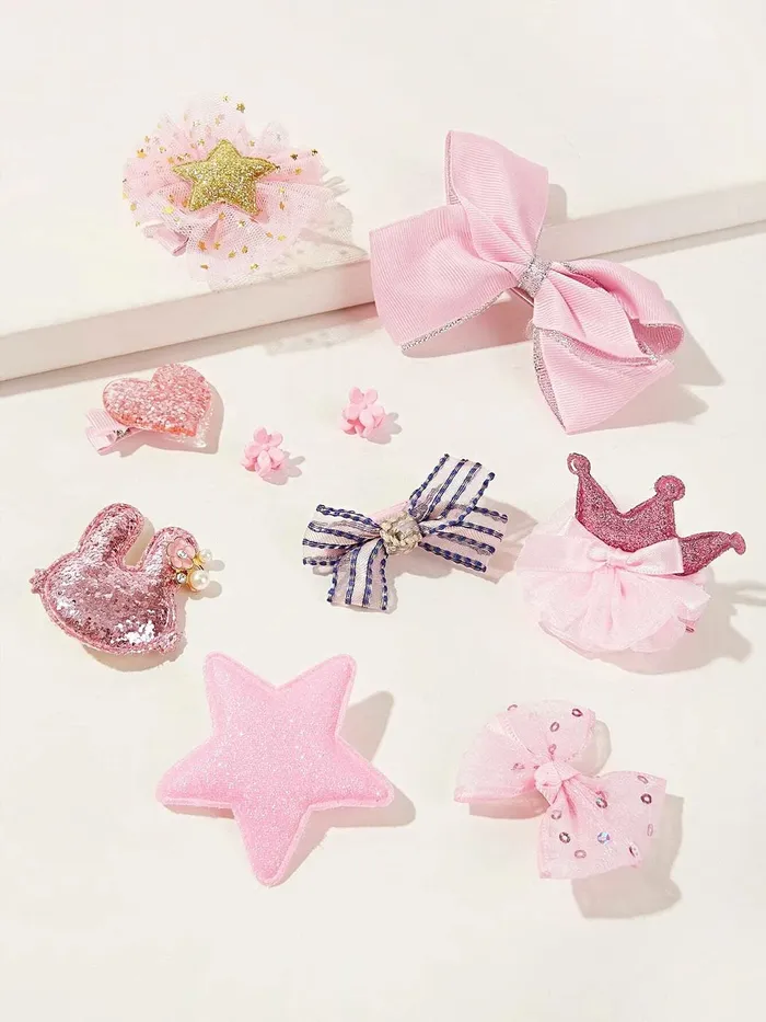 Melbees by Yellow Chimes Baby Hair Accessories Set for Girls Mix Style Pink Hair Bow Band Tic Tac Hair Clips Set Hair Band Toddler Set Gift Box for kids Hair Accessories Set Melbees by Yellow Chimes Necklaces