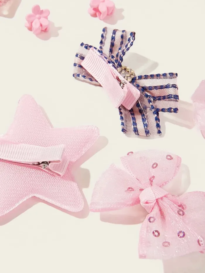 Melbees by Yellow Chimes Baby Hair Accessories Set for Girls Mix Style Pink Hair Bow Band Tic Tac Hair Clips Set Hair Band Toddler Set Gift Box for kids Hair Accessories Set Melbees by Yellow Chimes Necklaces