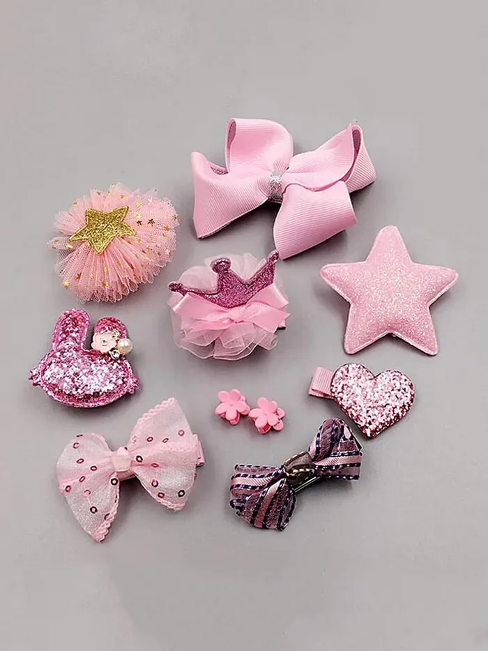 Melbees by Yellow Chimes Baby Hair Accessories Set for Girls Mix Style Pink Hair Bow Band Tic Tac Hair Clips Set Hair Band Toddler Set Gift Box for kids Hair Accessories Set Melbees by Yellow Chimes Necklaces