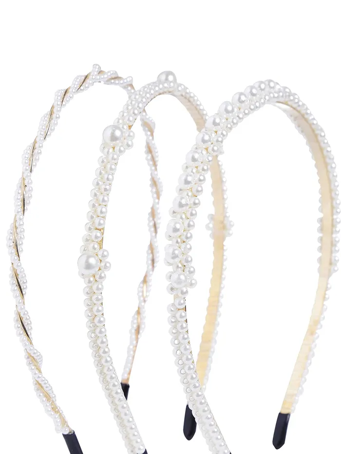 Melbees By Yellow Chimes Hair Bands for Girls Women Hair Accessories for Women 3 Pcs Hairband for Women Head Band Pearl Headpeice Hairband for Women Birthday Gift for Women Girls Yellow Chimes Earrings
