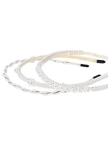 Melbees By Yellow Chimes Hair Bands for Girls Women Hair Accessories for Women 3 Pcs Hairband for Women Head Band Pearl Headpeice Hairband for Women Birthday Gift for Women Girls Yellow Chimes Earrings