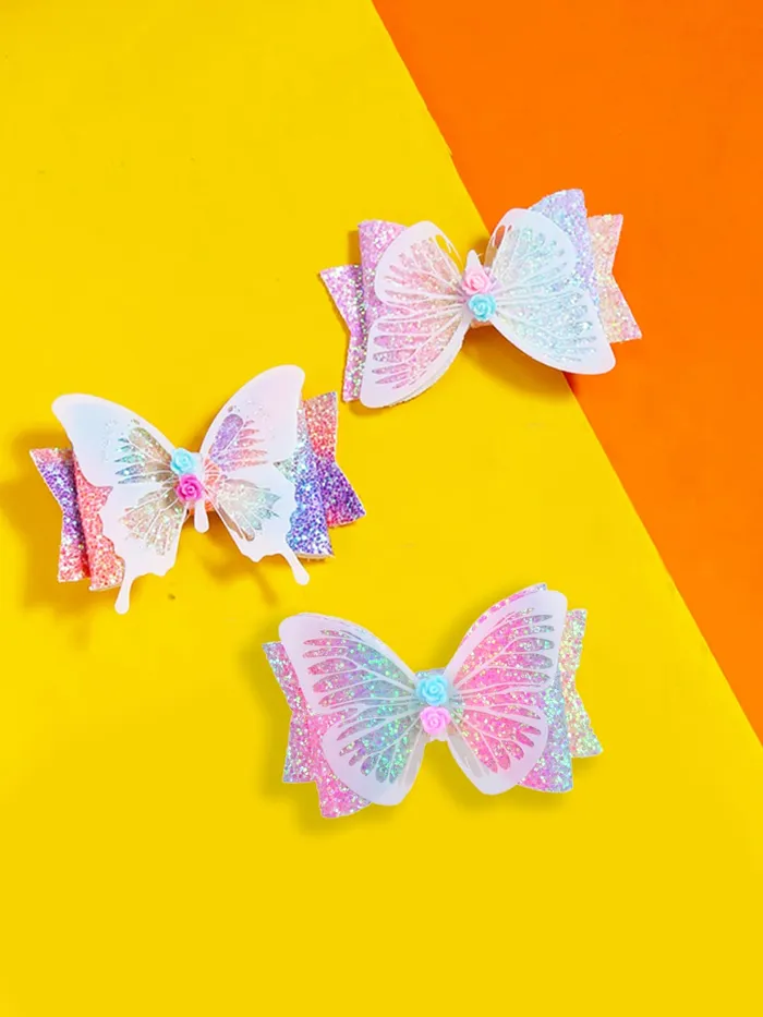 Melbees by Yellow Chimes Hair Clips for Girls Set of 3 PCS Hairclips for Kids Butterfly Charm Big Hair Clips Hair Acessories for Girls and Kids Yellow Chimes Necklaces