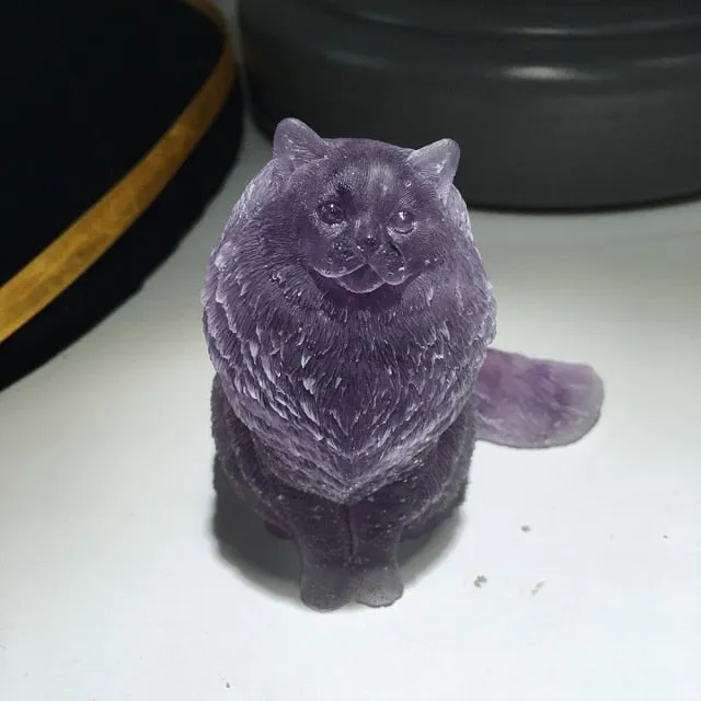 metamorphidi Crushed Crystal Cat Figurine Necklaces