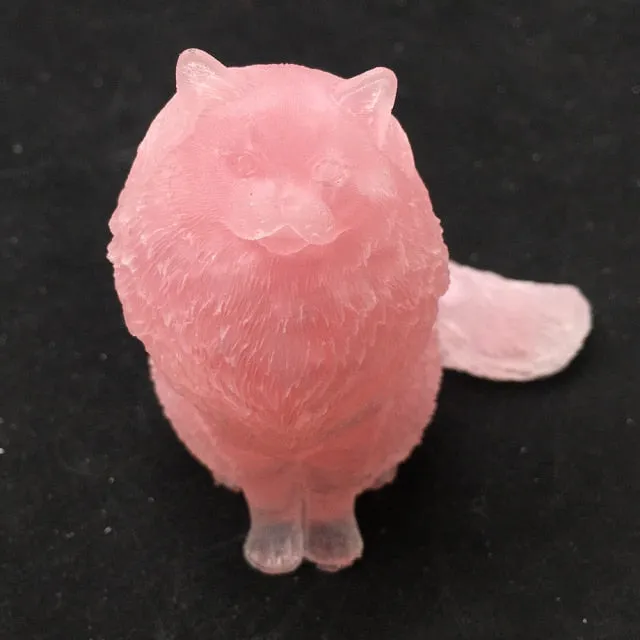 metamorphidi Crushed Crystal Cat Figurine Necklaces