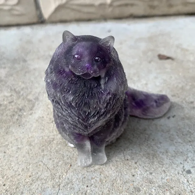 metamorphidi Crushed Crystal Cat Figurine Necklaces