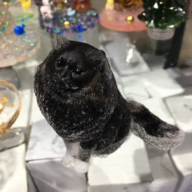 metamorphidi Crushed Crystal Cat Figurine Necklaces