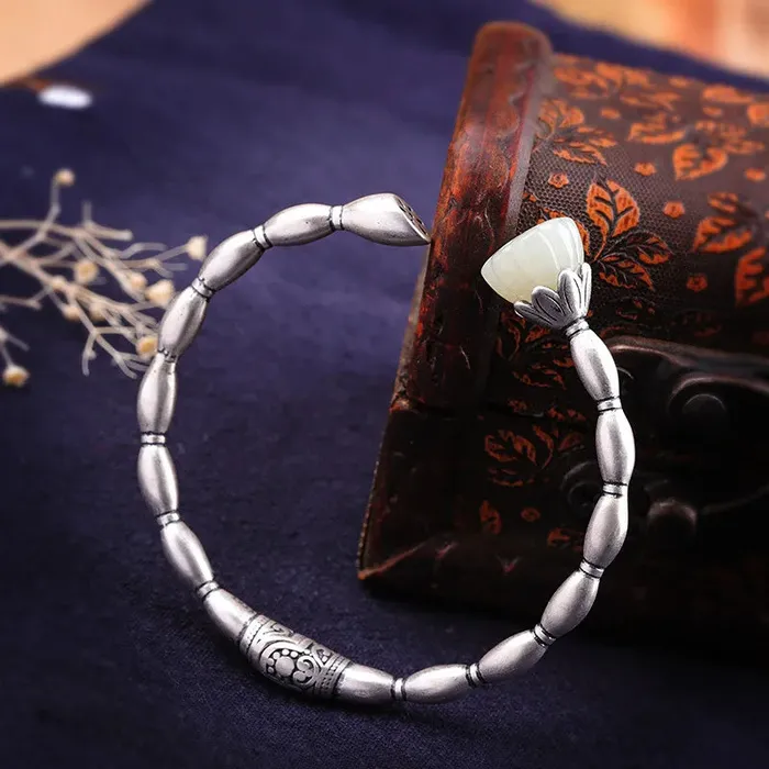 Metamorphidi Handmade Vivid Lotus Roots Bangles Earrings
