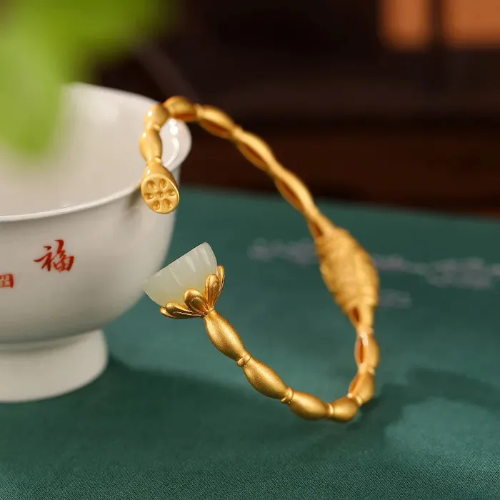 Metamorphidi Handmade Vivid Lotus Roots Bangles Earrings