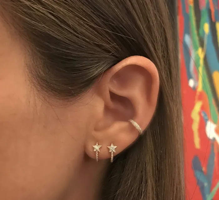 Millo Jewelry Earrings Pave Star Huggies
