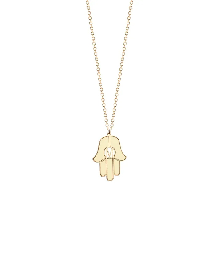 Miriam Merenfeld Stella Hamsa Initial Necklace Necklaces