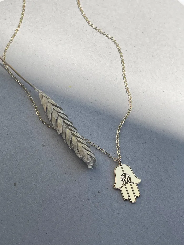 Miriam Merenfeld Stella Hamsa Initial Necklace Necklaces