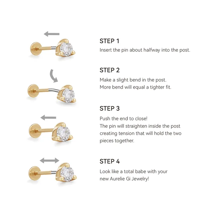 MIST White Sapphire Drop Chain Threadless Flatback Earring AURELIE GI Earrings