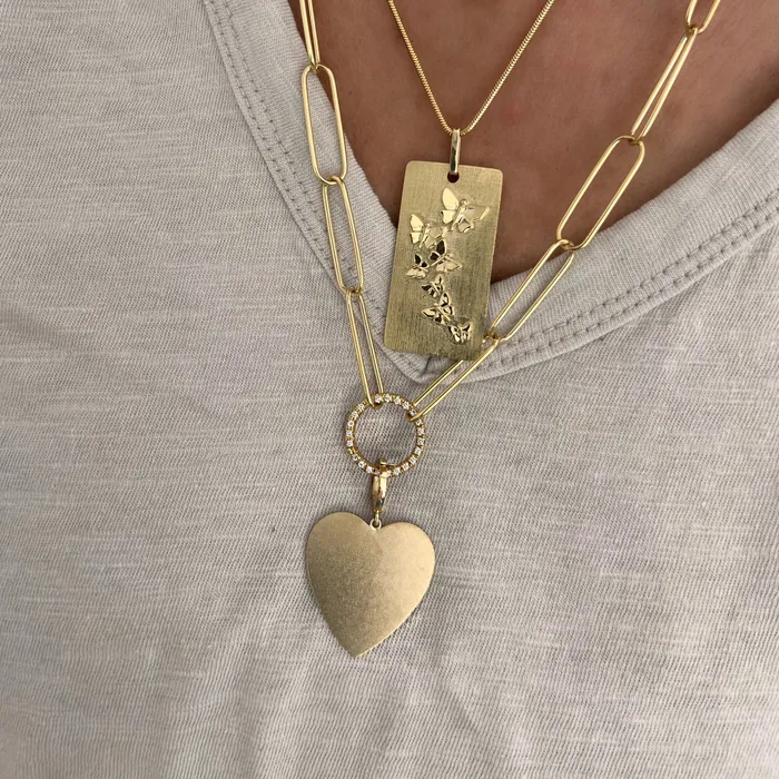 MS X SRJ Large Heart Charm Shylee Rose Charm Necklaces