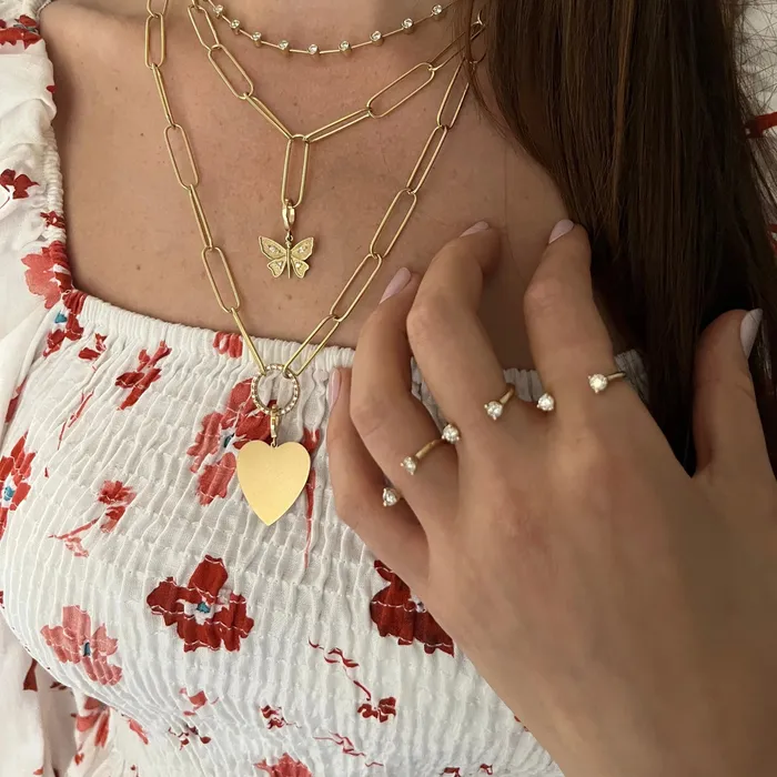 MS X SRJ Large Heart Charm Shylee Rose Charm Necklaces