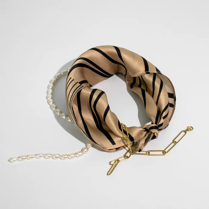 MYJN Earrings Warm Sand Silk Scarf