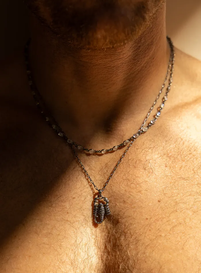 Necklaces Diamond and Sapphire Sterling Silver Scorpion Pendant Necklace for Men WE ARE ALL SMITH