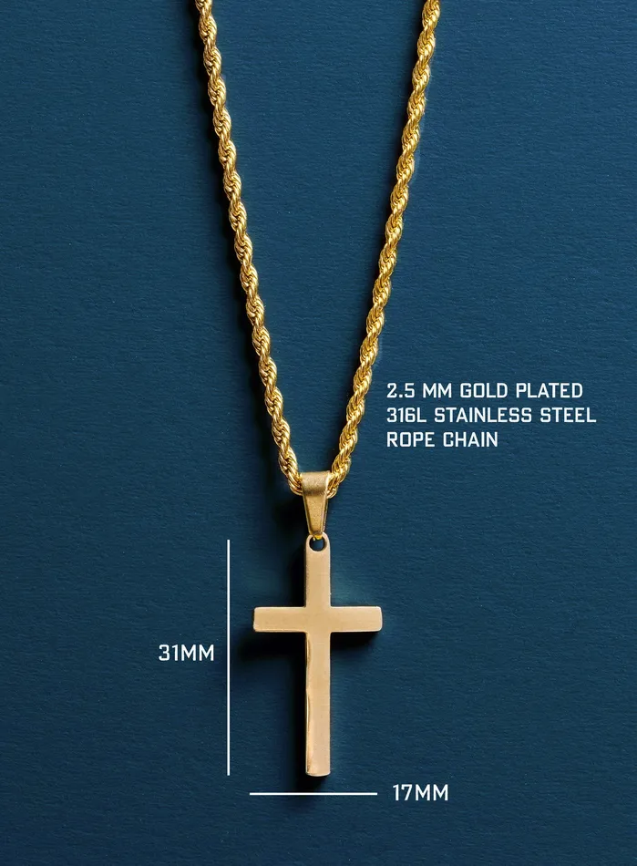Necklaces Gold Cross Pendant Rope Chain for Men WE ARE ALL SMITH Mens Jewelry Clothing
