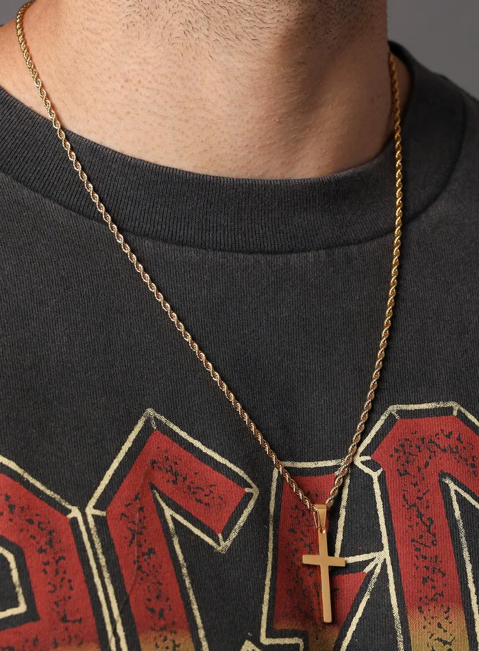 Necklaces Gold Cross Pendant Rope Chain for Men WE ARE ALL SMITH Mens Jewelry Clothing