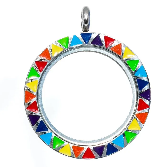 Necklaces JE0295 Glass Locket Pendant Twist Off Round Triangle Rainbow Enamel Necklaces JE0295 Glass Locket Pendant Twist Off Round Triangle Rainbow Enamel